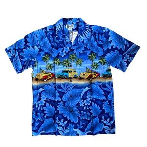 NWT Aloha Republic Cruzin' Woody Hawaiian Shirt Mens Medium